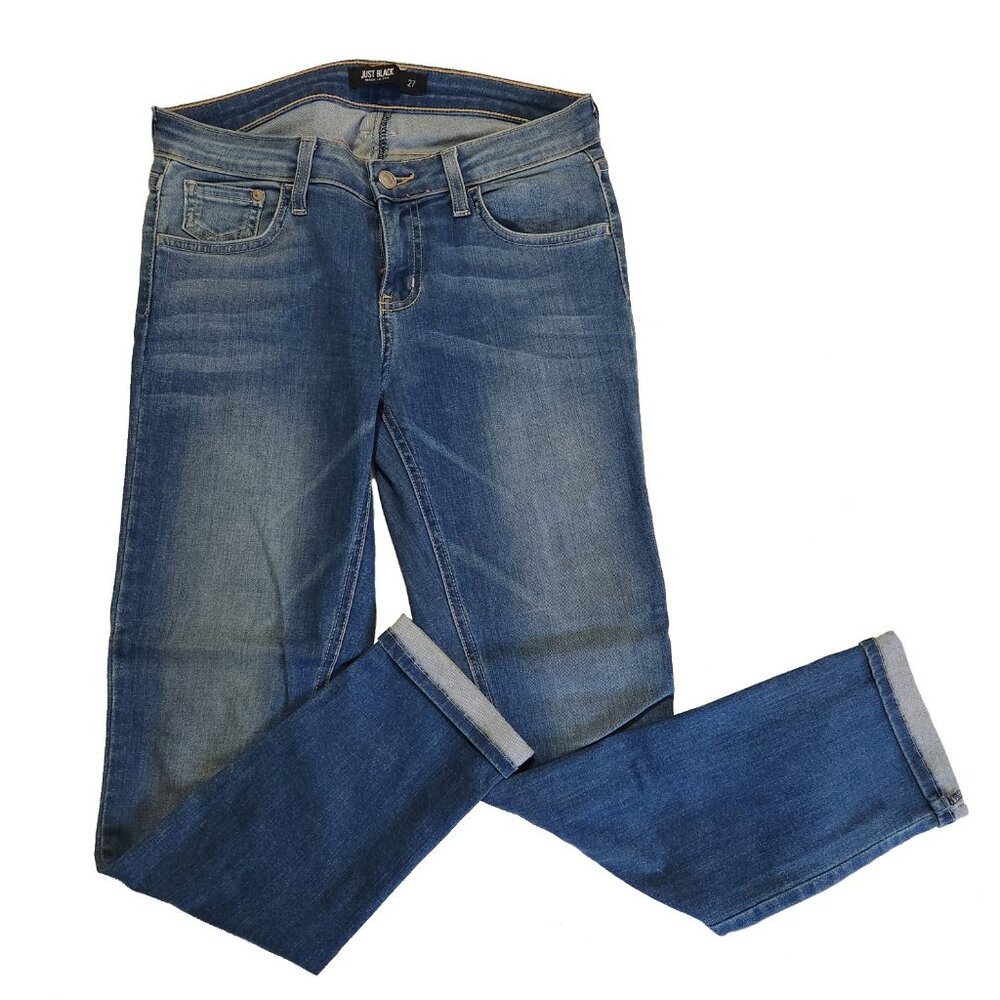 Cute JUST BLACK Boyfriend Style Cuffed Skinny Jean